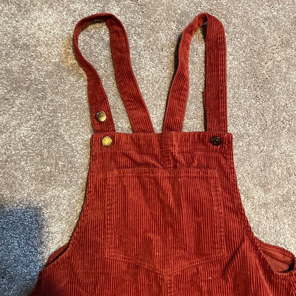 Bluespice Corduroy Overall Skirt Red Skirtall Adjustable Straps SIZE M - Picture 2 of 4